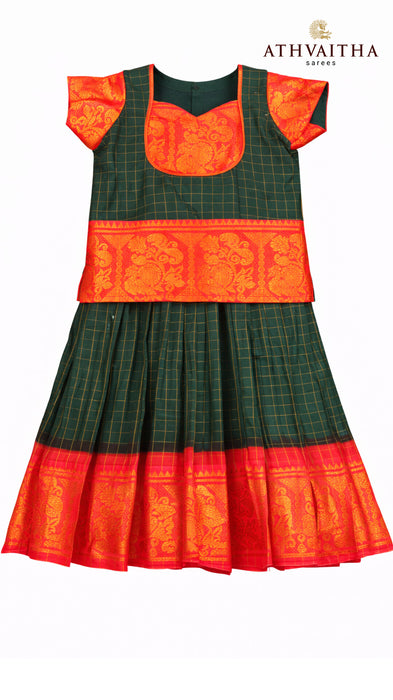 Lightweight Sungudi Cotton Kids Ethnic Wear