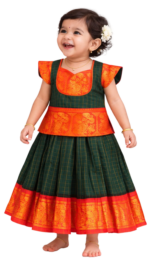 Adjustable Waist Kids Pavadai Sattai Set
