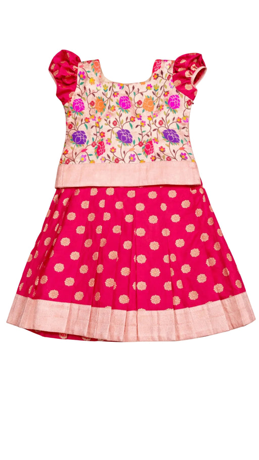 Peach Color Kids Ethnic Pavadai Sattai