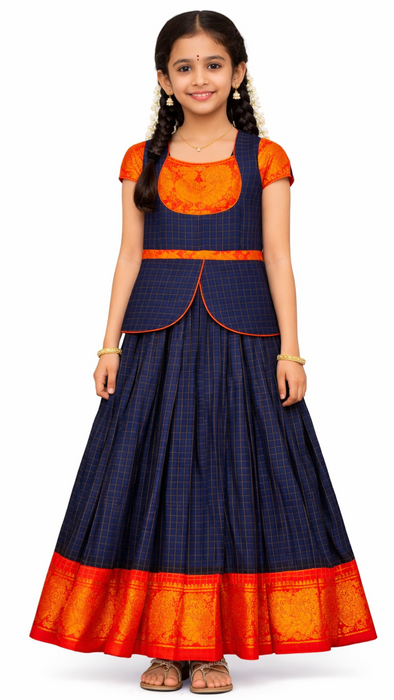 Madurai Sungudi Cotton Kids Ethnic Wear