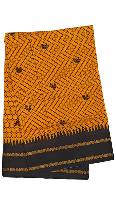 Rani Sungudi Cotton Sarees Double Side Kasumalai Contrast Border -Yellow-Black