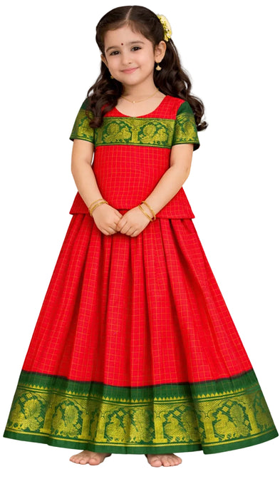 Multi Color Sungudi Cotton Pavadai Sattai