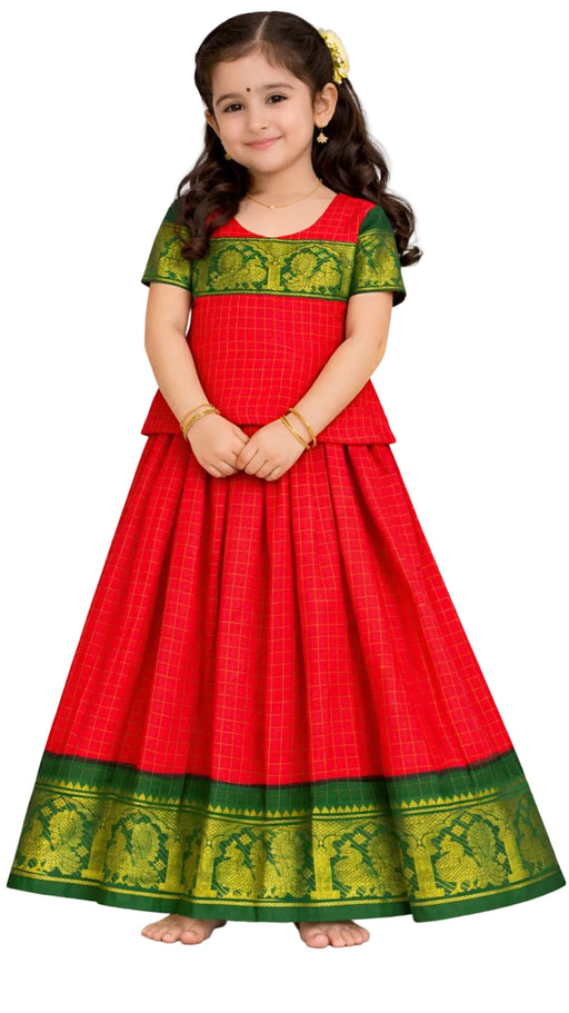 Multi Color Sungudi Cotton Pavadai Sattai