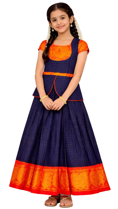 Traditional Sungudi Cotton Girls Lehenga Choli