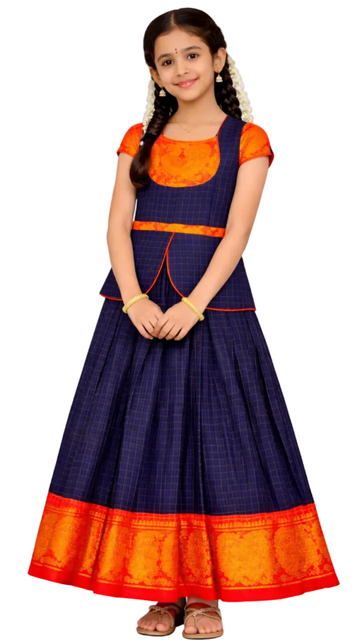 Traditional Sungudi Cotton Girls Lehenga Choli