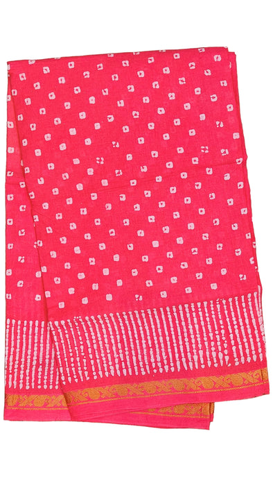 Rani Sungudi Saree Doubleside 1inch Border Self - Chakra Bandini-Peach