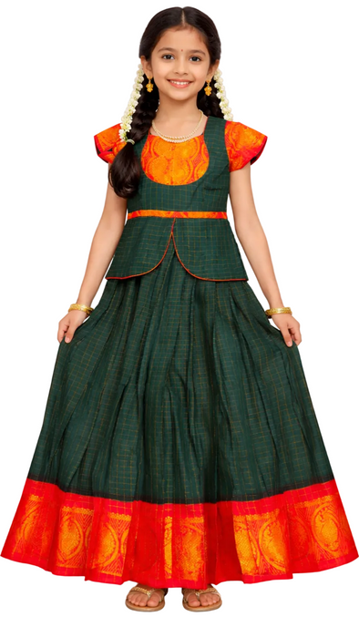 Navratri Special Girls Sungudi Pavadai Sattai