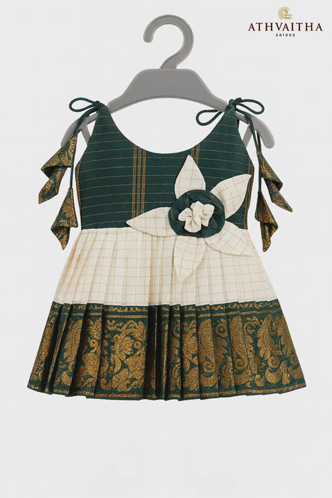 Athvaitha Newborn Girl Rani Sungudi Pleated Maxi Gown – 100% Pure Cotton