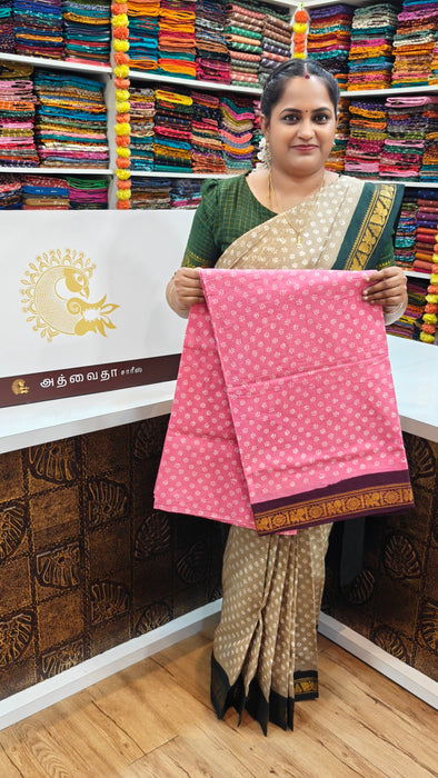 Rani Sungudi Cotton Saree One Side Small Border - Flower Dot