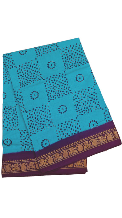 Rani sungudi Cotton Madisar Sarees Double side Zari Border 9.50 Yards