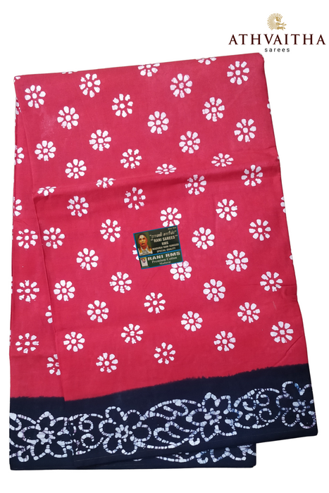 Madurai Sungudi Pure Cotton Saree Without Zari Border-Flower Contrast
