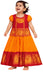 Child wearing a traditional red and orange dress 