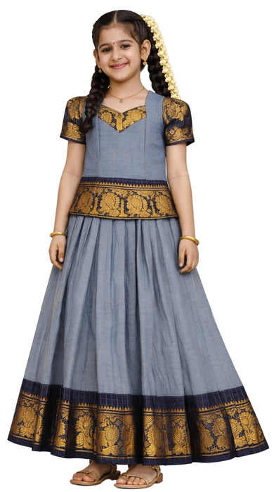 Traditional Rani Sungudi Cotton Kids Pavadai Sattai