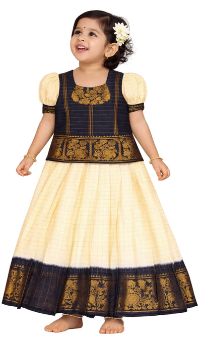 Kids Sungudi Cotton Pavadai Sattai | Readymade - 3 Years