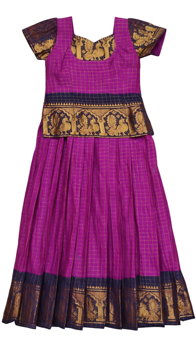 Traditional Rani Sungudi Cotton Kids Pavadai Sattai