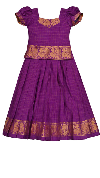 Traditional Rani Sungudi Cotton Kids Pavadai Sattai