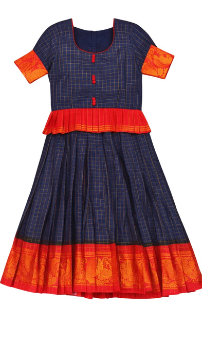 Traditional Kids Pavadai Sattai Rani Sungudi Cotton Dress
