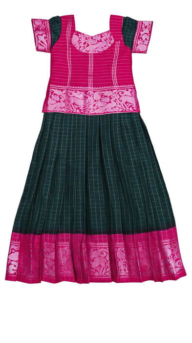 Traditional Rani Sungudi Cotton Kids Pavadai Sattai