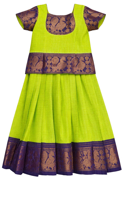 Traditional Rani Sungudi Cotton Kids Pavadai Sattai
