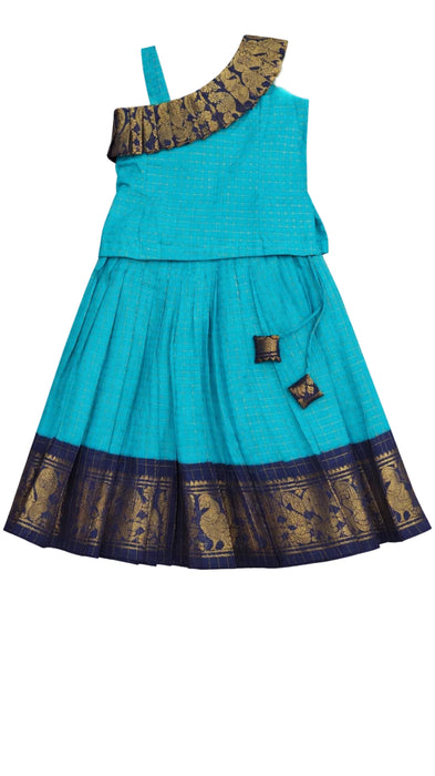 Kids Pavadai Sattai Rani Sungudi Cotton Dress