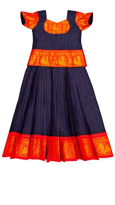 Traditional Rani Sungudi Cotton Kids Pavadai Sattai