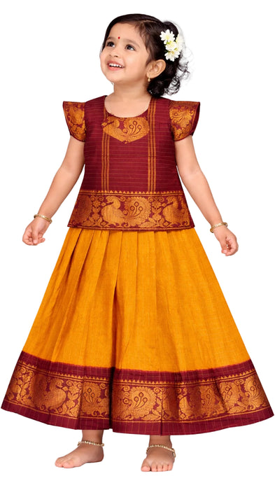 Sungudi Cotton Pavadai Sattai for Kids – Festive Wear 3 Years