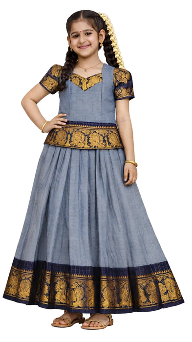 Traditional Rani Sungudi Cotton Kids Pavadai Sattai