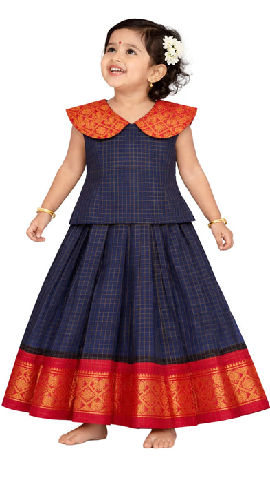 Readymade Sungudi Pattu Pavadai Set for Girls - 3Years