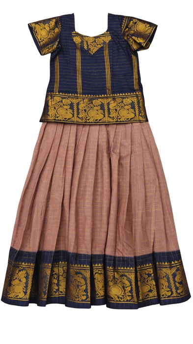 Traditional Rani Sungudi Cotton Kids Pavadai Sattai