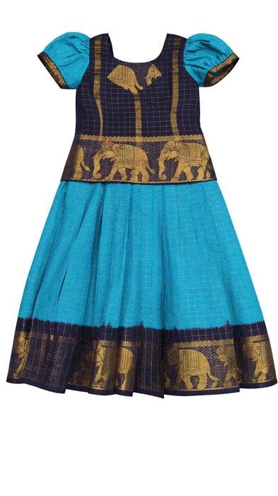Girls Sungudi Cotton Pavadai Sattai | Readymade - 3 Years