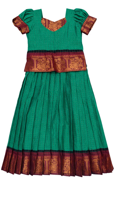Traditional Rani Sungudi Cotton Kids Pavadai Sattai