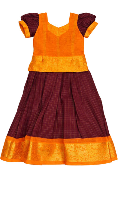 Girls Sungudi Cotton Pavadai Sattai | Readymade - 3 Years