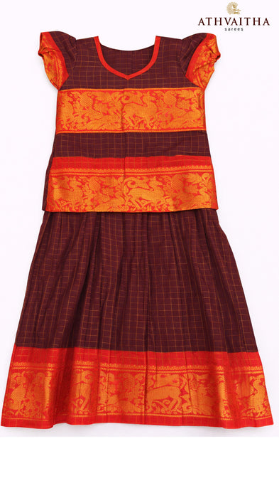 Traditional Madurai Sungudi Cotton Pavadai Sattai for Kids