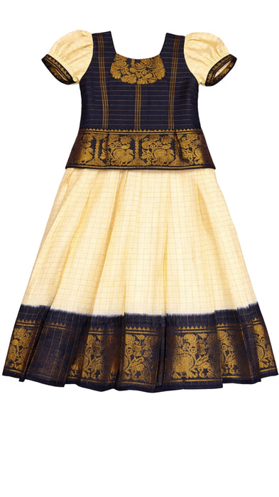 Kids Sungudi Cotton Pavadai Sattai | Readymade - 3 Years