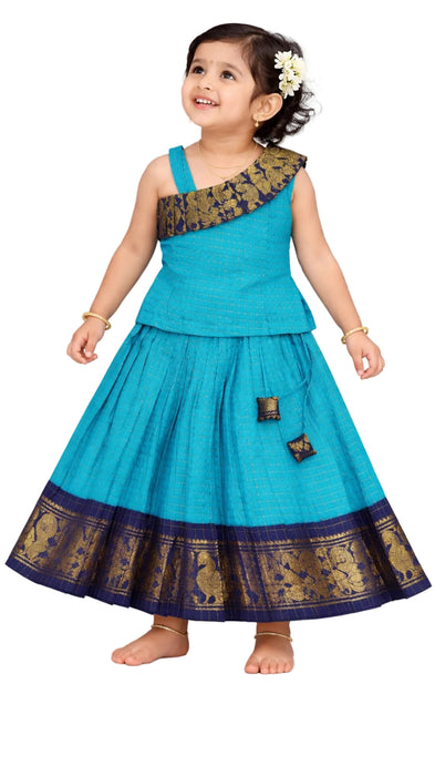 Kids Pavadai Sattai Rani Sungudi Cotton Dress