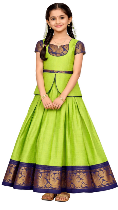 Traditional Rani Sungudi Cotton Kids Pavadai Sattai