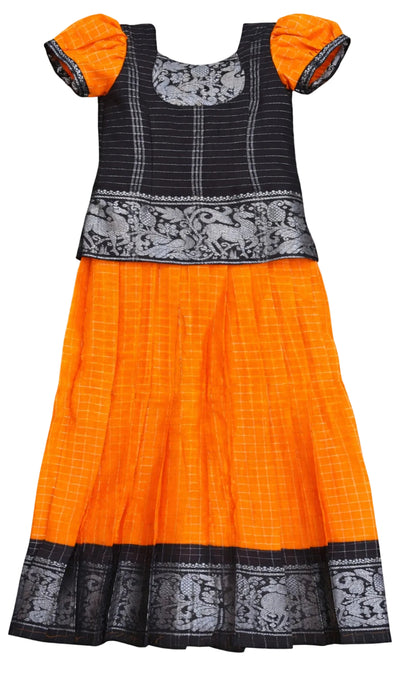 Traditional Kids Sungudi cotton Pavadai Sattai for young girls