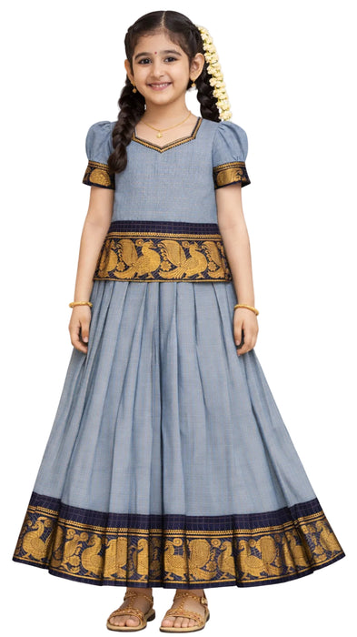 Traditional Rani Sungudi Cotton Kids Pavadai Sattai