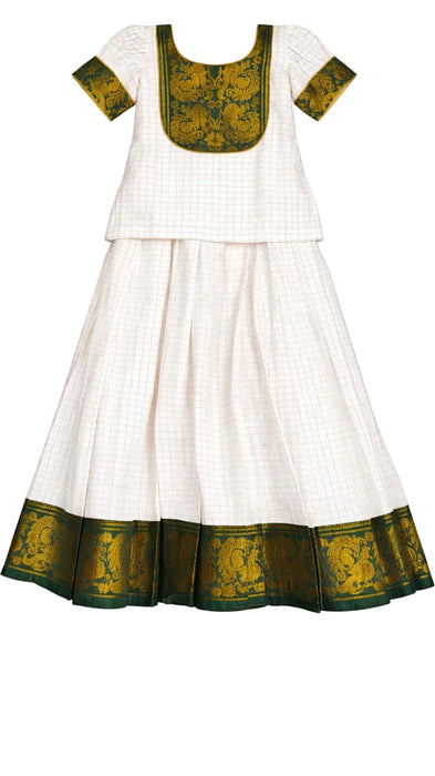 Traditional Rani Sungudi Cotton Kids Pavadai Sattai