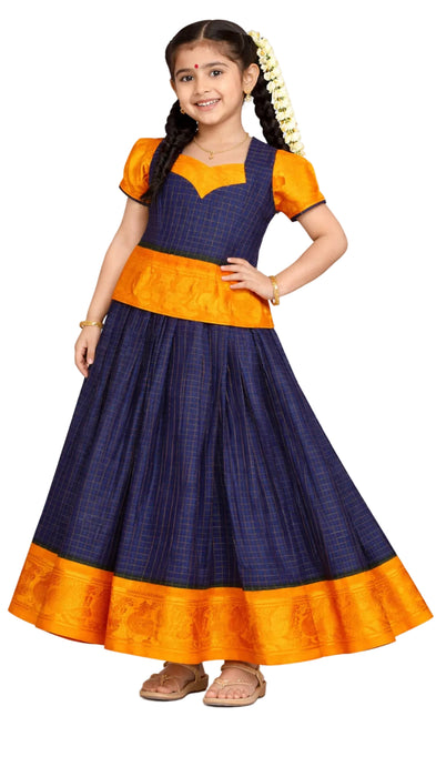 Traditional Rani Sungudi Cotton Kids Pavadai Sattai