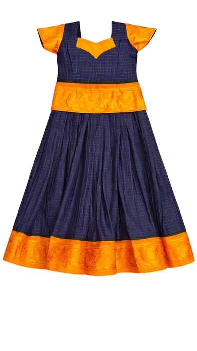 Traditional Rani Sungudi Cotton Kids Pavadai Sattai
