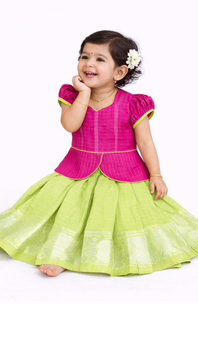Pure Cotton Pavadai Sattai for Baby Girls