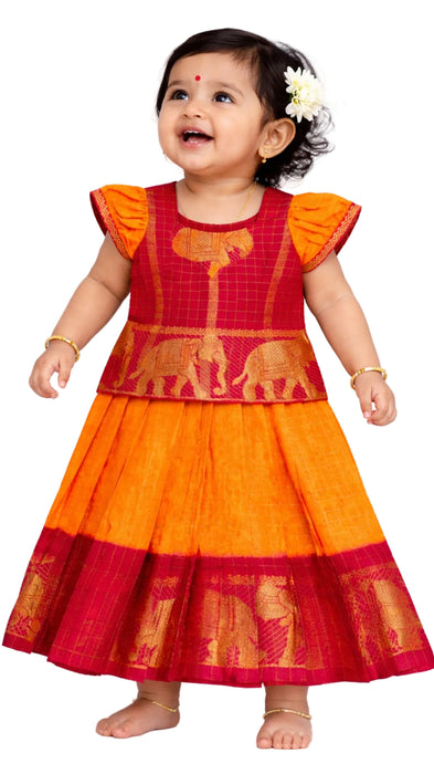 Pure Cotton Pavadai Sattai for Baby Girls