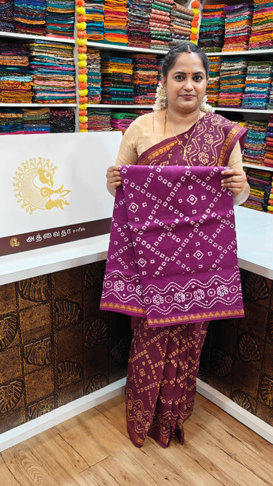 Rani Sungudi Saree Doubleside 1inch Border Self - Fancy Chakra Bandini