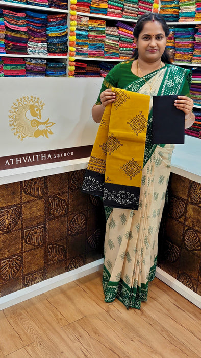 Rani Sungudi Cotton Sarees  Without Zari Kolam Design