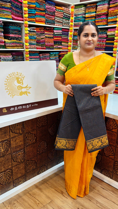 Sungudi Cotton Zari Checks Saree – Handcrafted Elegance from Madurai -Black