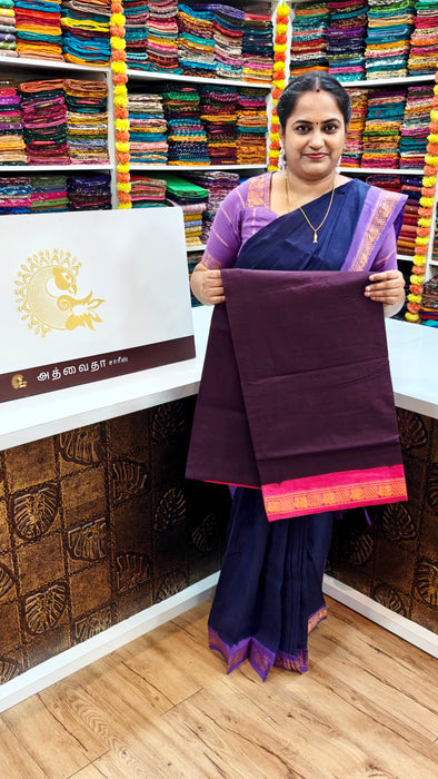 Rani Sungudi Cotton Saree One Side Small Border - Plain