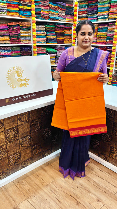 Rani Sungudi Cotton Saree One Side Small Border - Plain