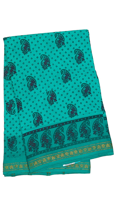 Rani Sungudi Cotton Sarees 1 Inch Double Side Border - Rama Green