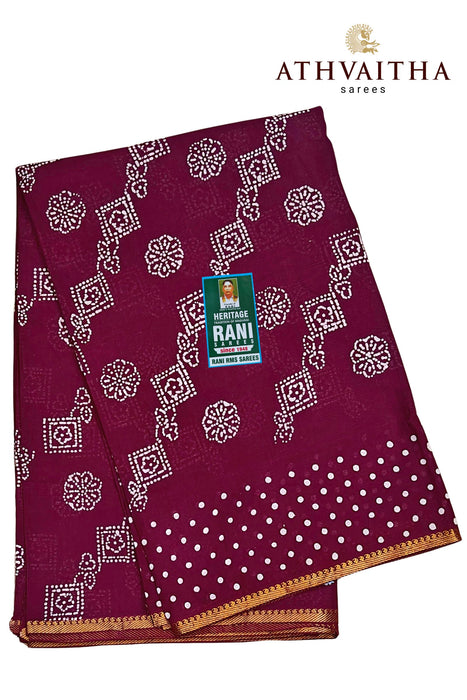 Rani Sungudi Saree Doubleside 1inch Border Self With Blouse